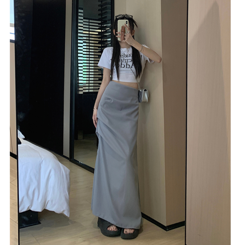 Rok Panjang Wanita Kekinian/Korean Style Split Premium Vintage Highwaist Rok Plisket Panjang Polos