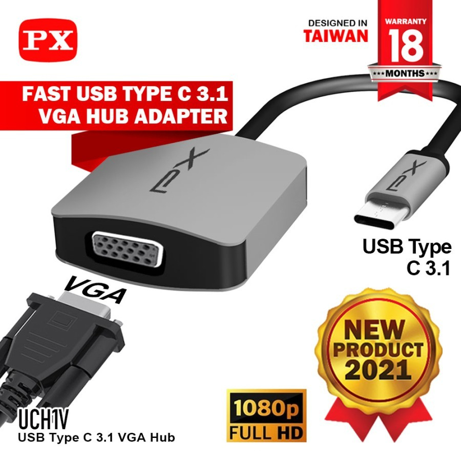 PX Type C to VGA Converter Adapter Hub iOS Android Windows UCH1V