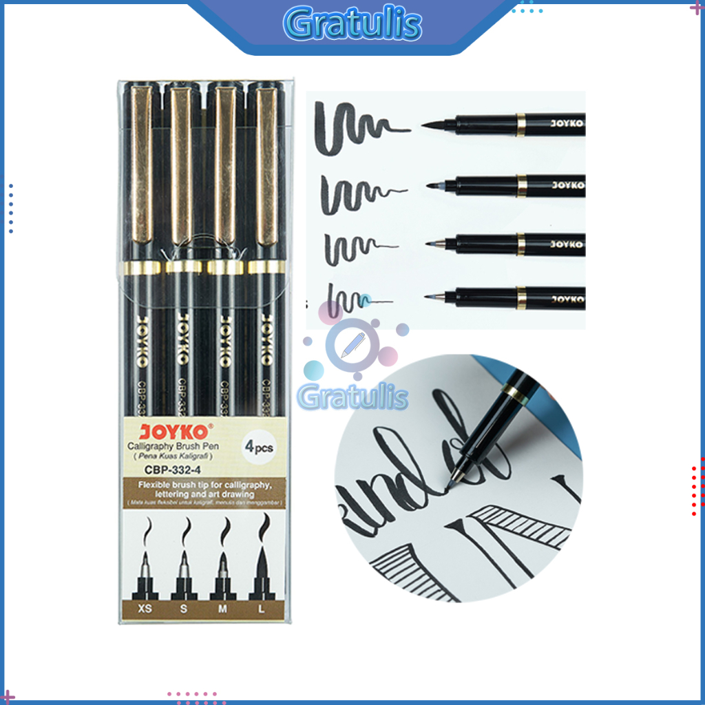 

PULPEN KUAS KALIGRAFI JOYKO [CBP-332-4/4 PCS] / PENA CALLIGRAPHY BRUSH PEN JOYKO / BRUSHPEN 1 SET