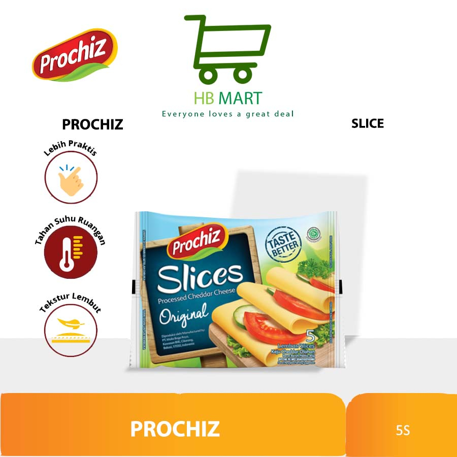 

Keju PROCHIZ Slice Cheddar 5's - 1 Karton isi 48 pcs
