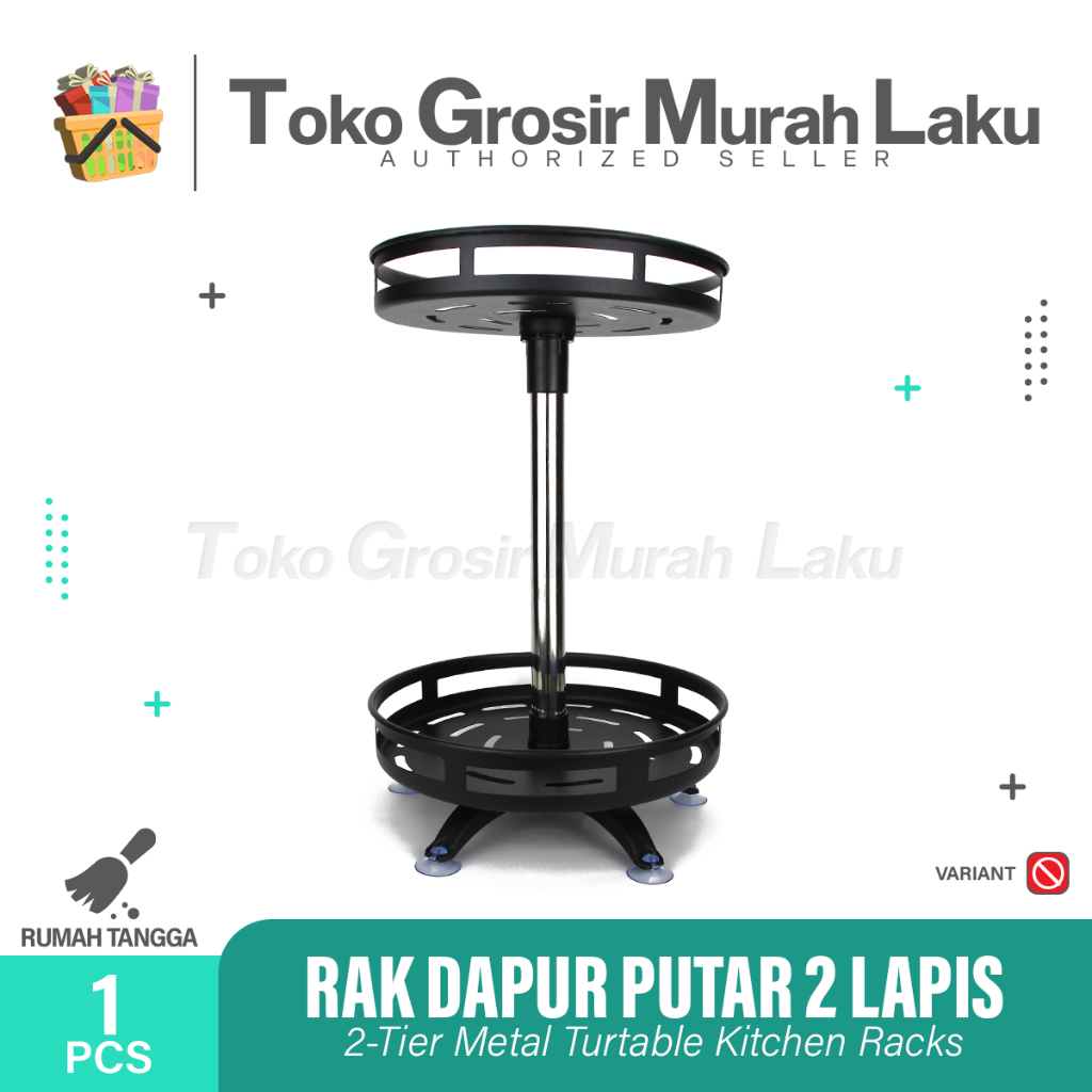 RAK BUMBU DAPUR STAINLES PUTAR 360 DERAJAT TEMPAT BAHAN DAPUR- 2 SUSUN