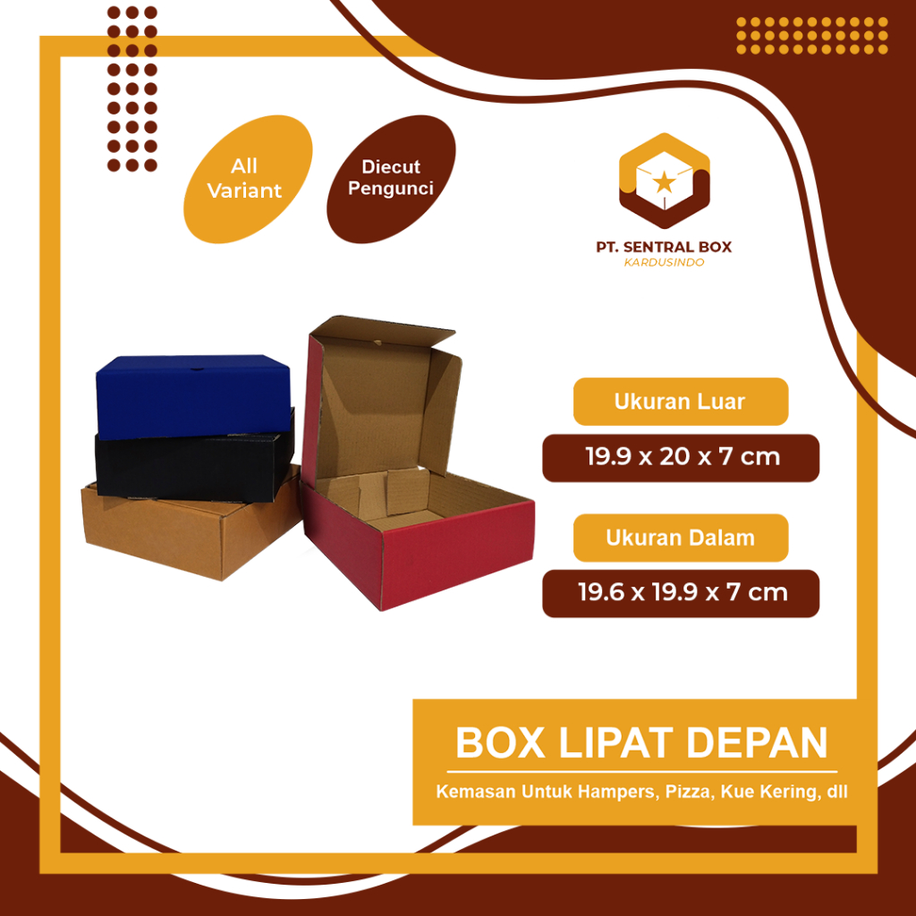 

Box DC LD ( 20 x 20 x 7 cm ) Kardus/Polos/Warna/Hampers/Box/Karton/Pizza