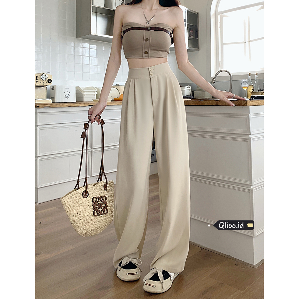 Korean Style Celana Panjang Terbaru Loose Straight High Waist Wanita Pants