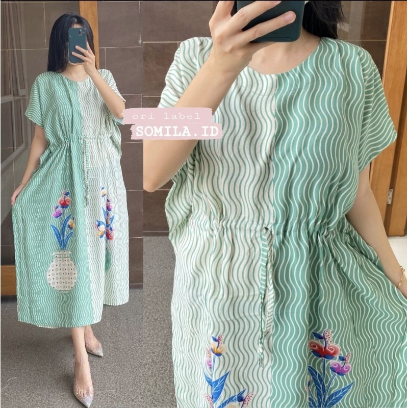 LD 140 EXTRA JUMBO GROSIR DASTER SOMILA.ID TERBARU BUSUI LOWO KAFTAN TALI KERUT BU TEJO ORCHID