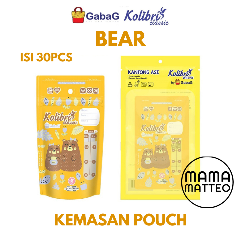 Gabag Kolibri Kantong Asi 120ml Breasmilk Storage Asibag Asi Bag / Wadah ASI / Penampung Susu / Boy Girl Whale Bear Bandung