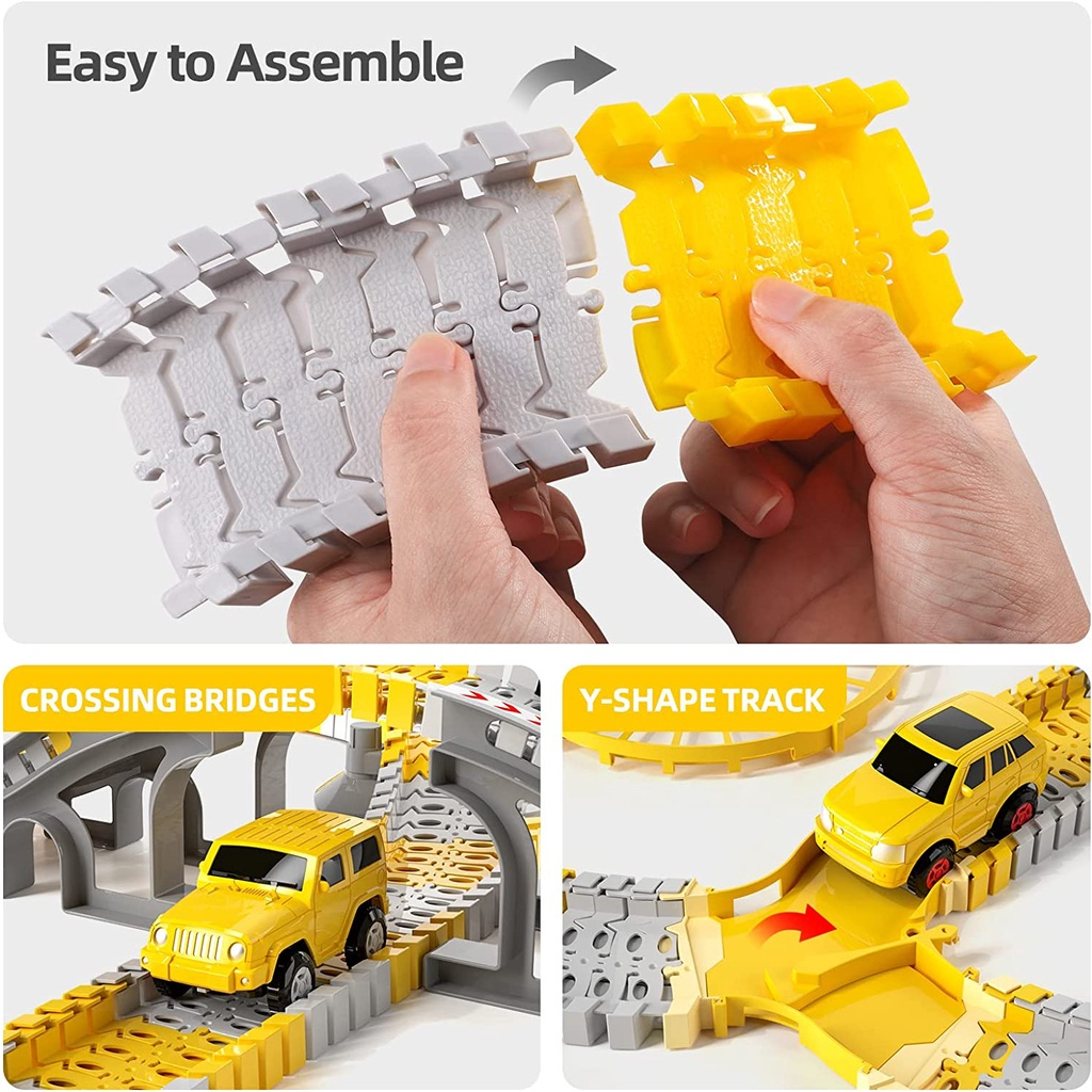【Penjual Lokal】334/222/137pcs Mainan Kereta Api Edukatif Anak Track Listrik Engineering Mobil Mobilan DIY Perakitan Mainan Truk