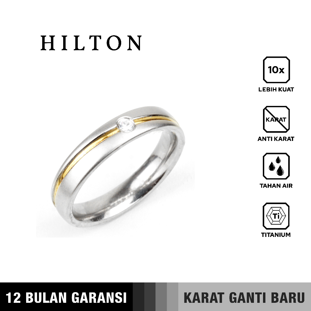 Emrys Premium Ring HILTON Real Titanium Anti Karat Cincin Titanium