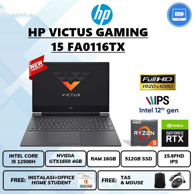 Laptop Hp Victus Gaming 15 i5 12500h Nvdia gtx1650 4gb