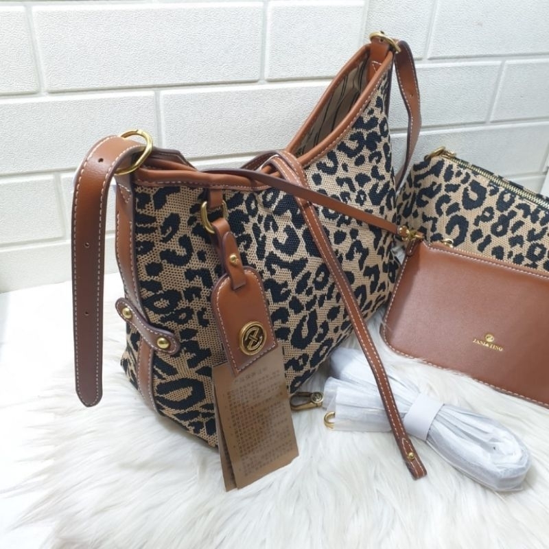 Tote bag fashion leopard import / tas tote import leopard uk 31x20x13