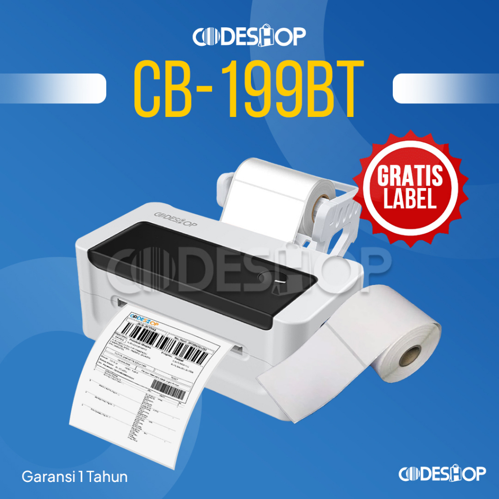 CODESHOP CB 199 BT Printer Barcode Cetak Label Resi CB-199BT