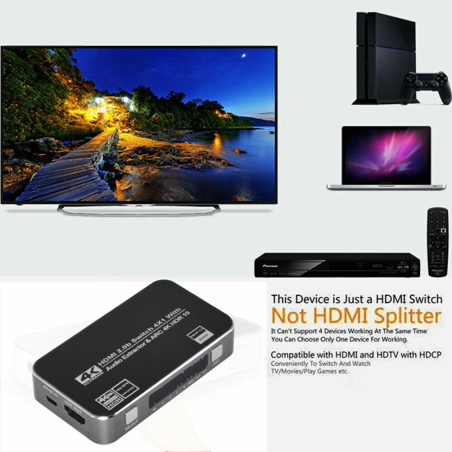 Tj Box HDMI Switch 4 in 1 (4 in 1 out) with IR remote