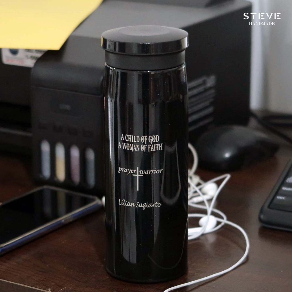 Botol minum stainless termos vacuum tumbler travel mug TM0211 Black custom Tahan Panas dan Dingin