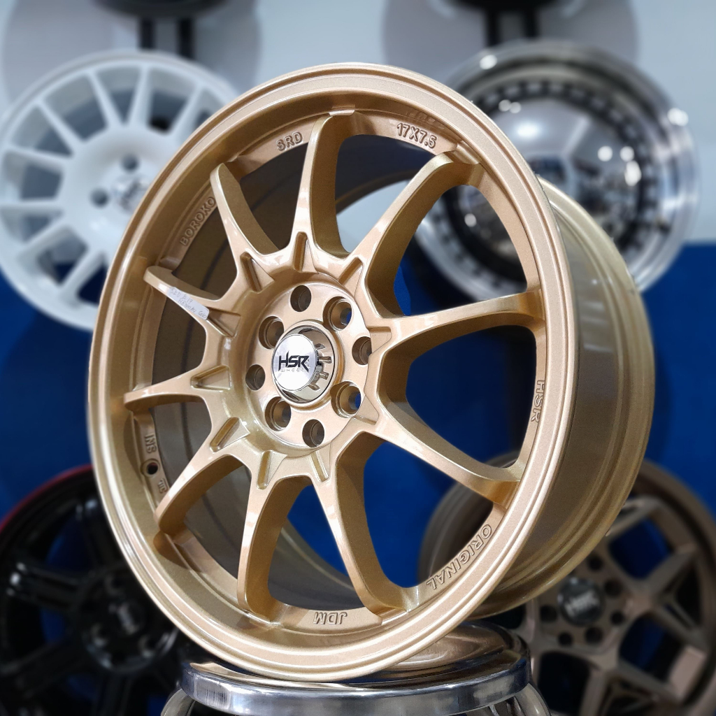velg mobil murah hsr racing ring 17 untuk sigra, corola, wuling hsr srd r17 gold