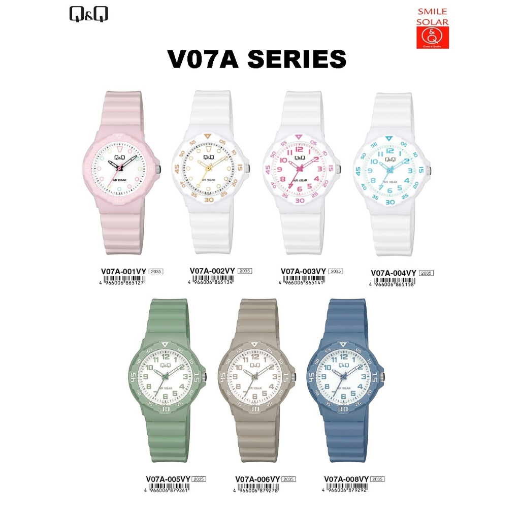 MODEL TERBARU Jam Tangan Wanita Casual Sporty Rubber Karet Analog Original Q&amp;Q QnQ QQ V07A Series