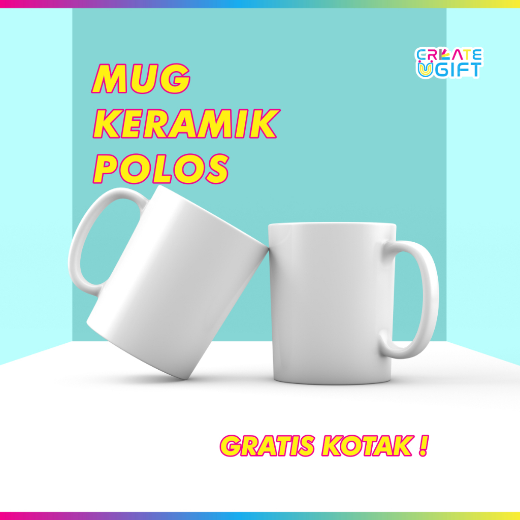 Mug Putih Polos Gratis kotak Mug Keramik Gelas Mug Souvenir Polos Mug Coating Siap Cetak