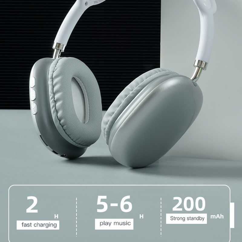 Headphone Bluetooth Gaming TWS Noise Cancellation TF Card 200mAh Head Phone Wireless Koneksi Blutut Port Smartphone TV