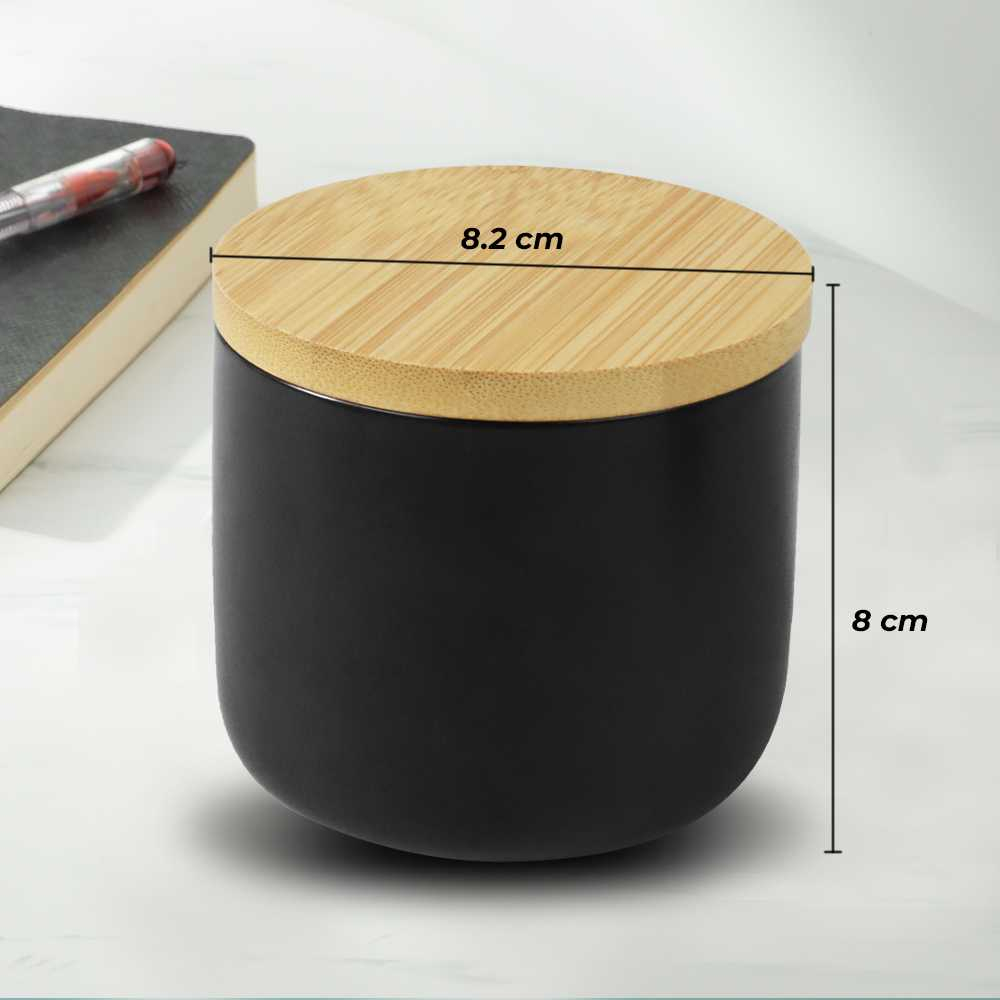 Toples Keramik Tutup Bambu Penyimpanan Makanan Ceramic Storage Jar Wadah Tempat Simpan Snack Cemilan Berkualitas
