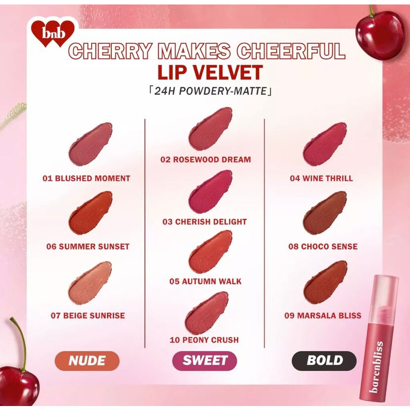 BNB Barenbliss Cherry Makes Cheerful Lip Velvet