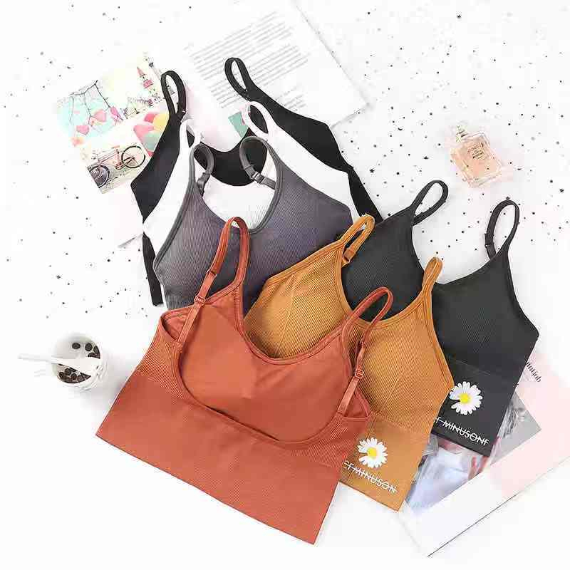 Pakaian Dalam Wanita Bra Polos Yoga Bra Push Up Tanpa Kawat Sport Bra-bra-104 Orange