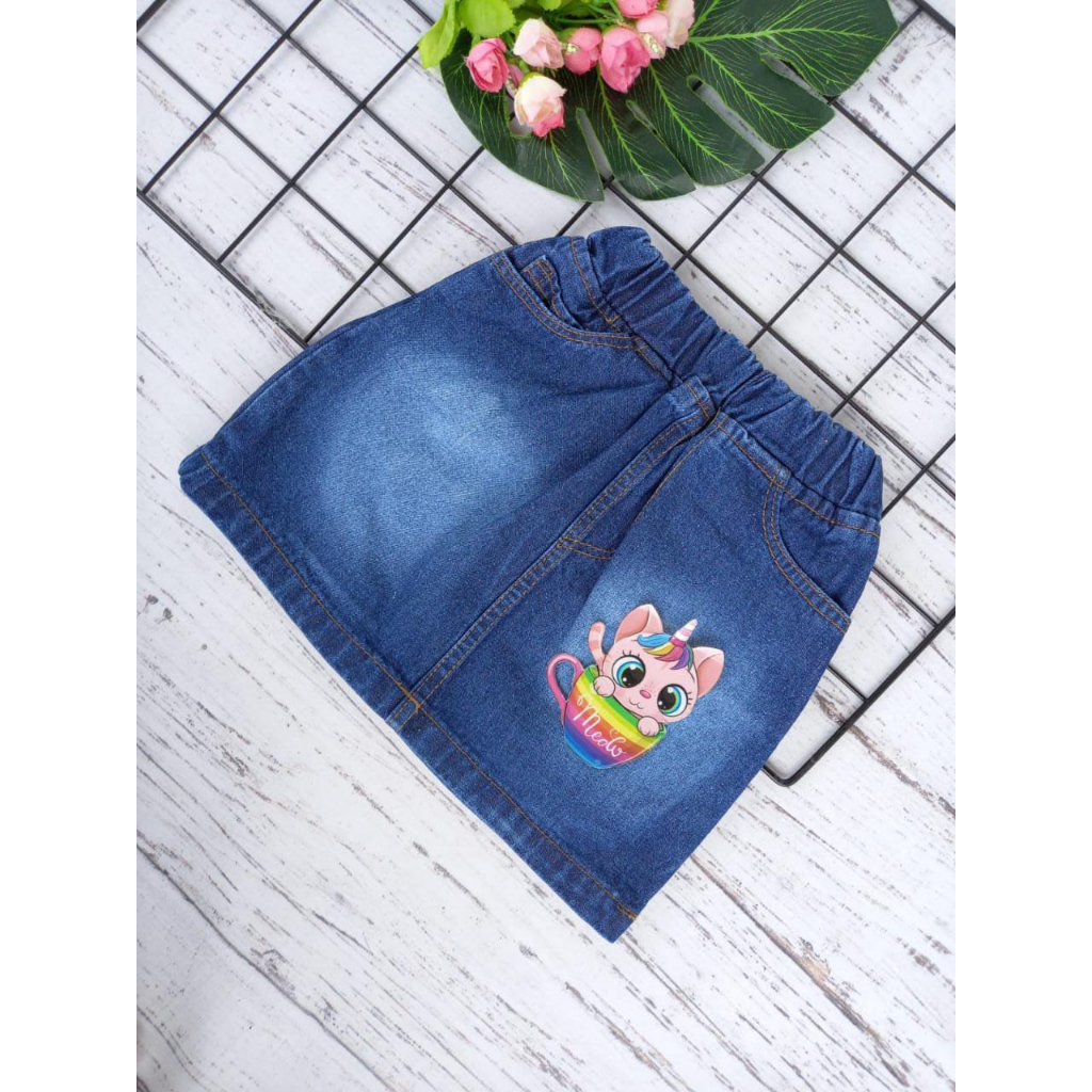 STELAN ROK DAN KAOS/ROK JEANS ANAK/KAOS KARAKTER ANAK 1-6 TAHUN