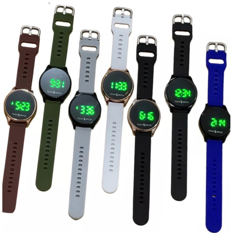 (Terima Cod)Jam Tangan Unisex Touch Scen Bulat digital Strap Rubber/Karet(Dikirim Jakarta)