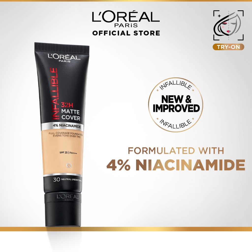 L’Oreal Paris Infallible 32 Hr Matte Cover Liquid Foundation (Natural Tahan 32 Jam) - Make Up Loreal