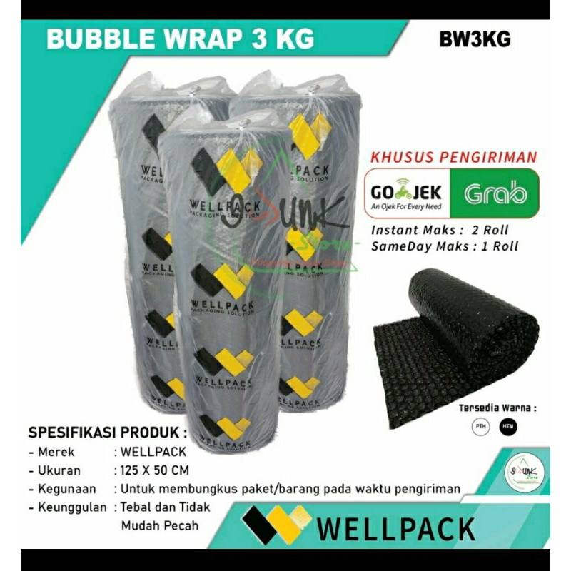 

bubble wrap roll / plastik bubble wrap ukuran 125cm x 50cm hitam bening