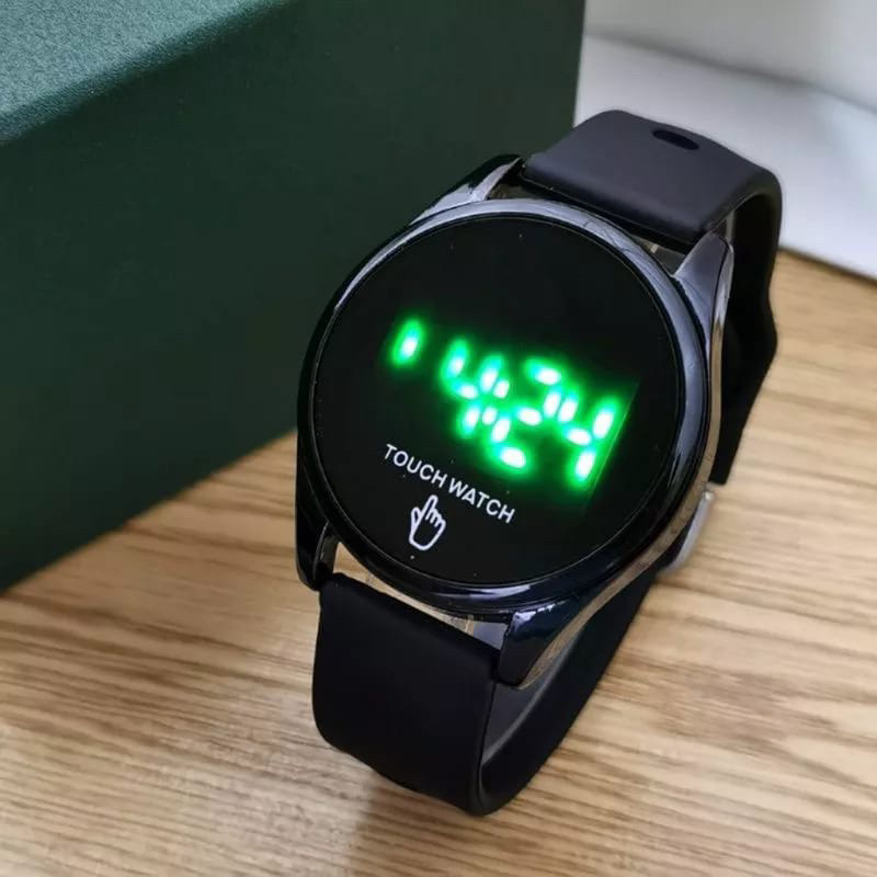 (Grosir)Jam Tangan Unisex Touch Scren Bulat Digital Led Strap Rubber/Karet(Dikirim Jakarta)