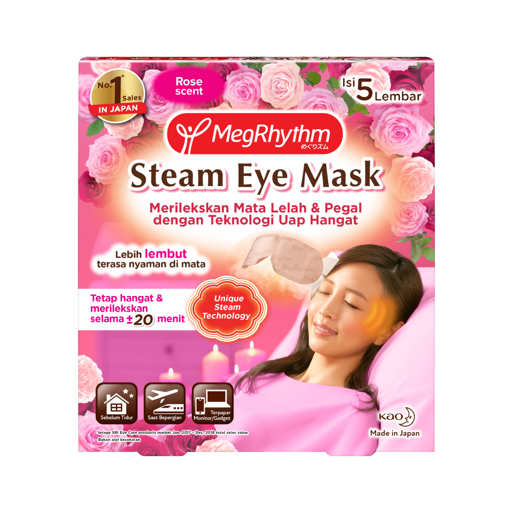 Megrhythm Masker Mata Steam Eye Mask Rose Scent 5 pcs - Relaksasi Untuk Mata Lelah