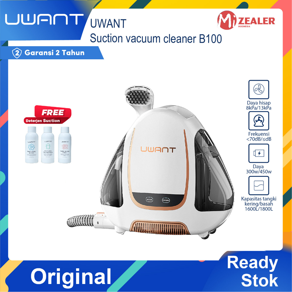 UWANT B100 Wet Vacuum Cleaner Penyedot debu Suction Vacuum Cleaner Mesin Pembersih Kain Multifungsi Karpet Fabric Sofa Dan Kasur
