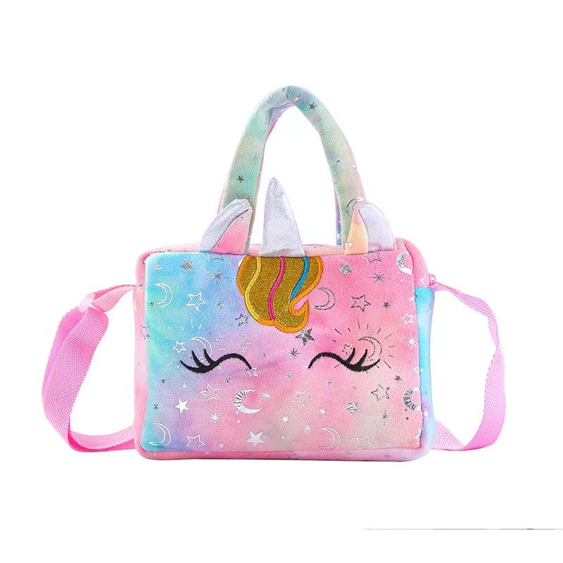 Gaya baru unicorn tie-dye mewah tas bahu warna gadis Messenger tas anak-anak tas penyimpanan bahu lucu tempat