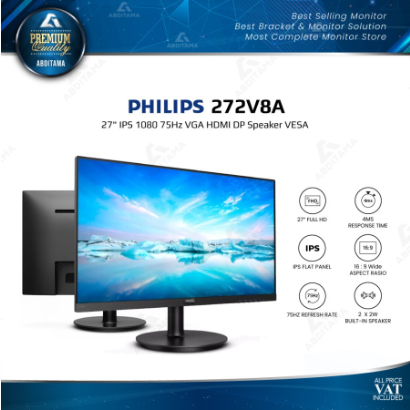 Monitor LED Philips 272V8 27&quot; IPS 1080p 75hz 250cdm VGA HDMI VESA