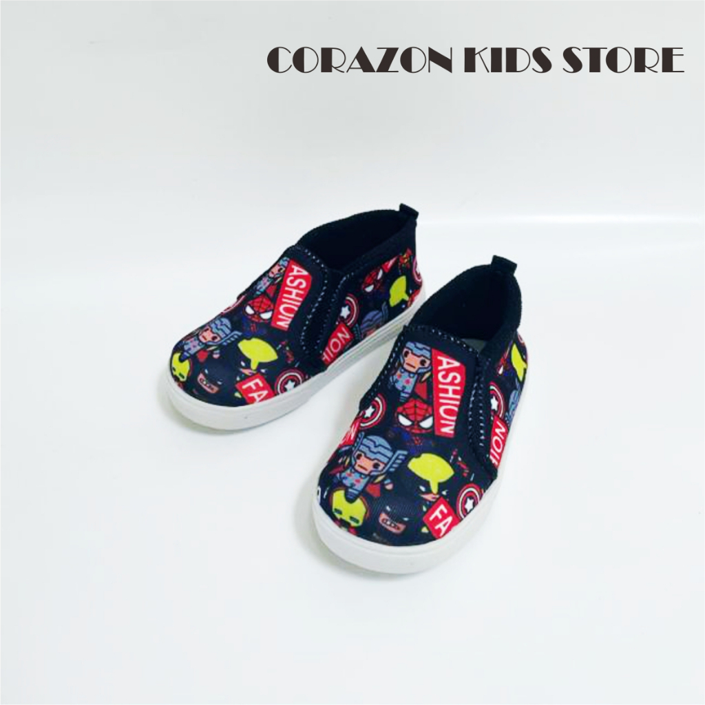 CORAZON Sepatu Slip On Anak Motif IRON MAN Lucu