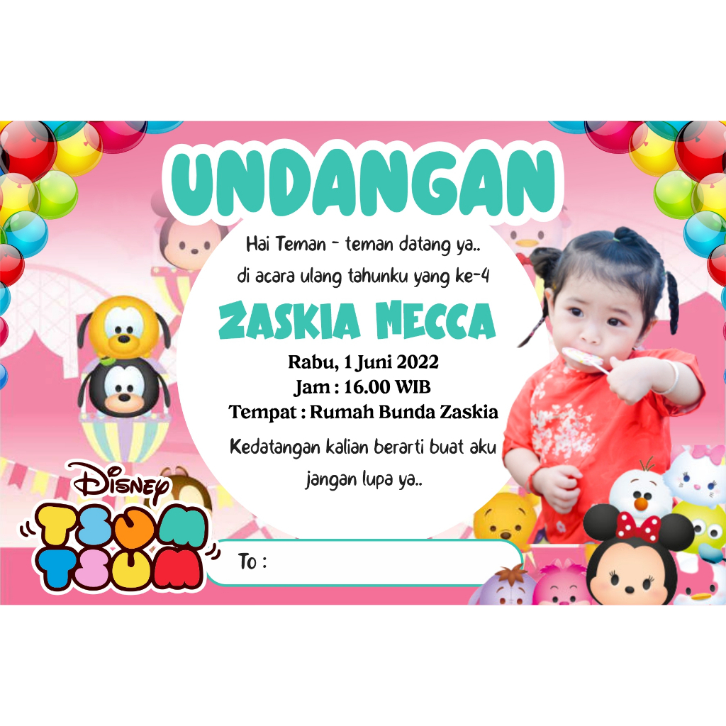 Undangan Ulang Tahun Anak/Undangan Tasyakuran/tema cewek