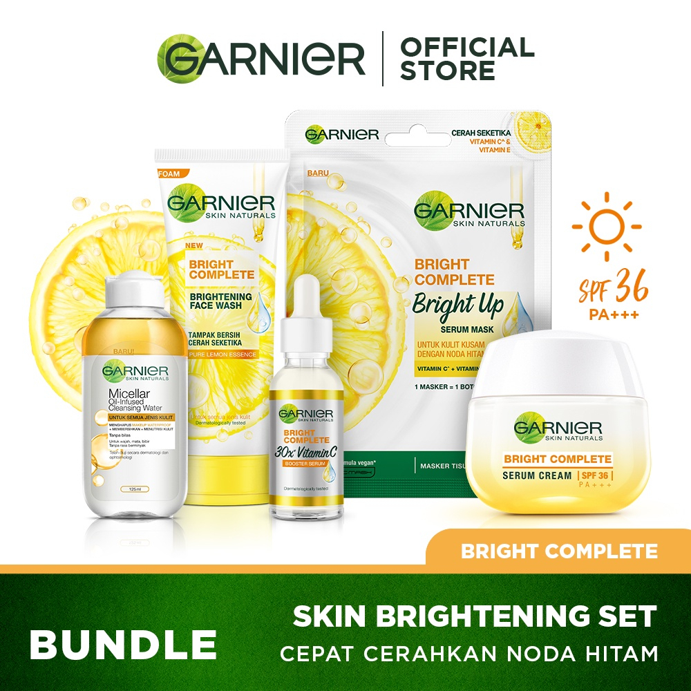 𝘈𝘉𝘎✰ Paket Garnier 3Pcs Bright Complete Vitamin C Series Micellar Water + Face Wash + Serum / Garnier Sakura Glow Hyaluron Skincare Travel Size 3001