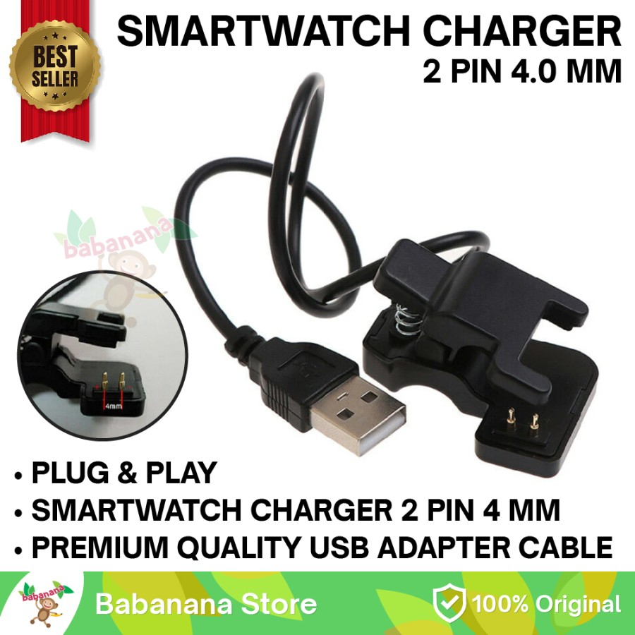 Kabel Charger 2 Pin 4 mm Magnetic Blender Smartwatch Smartband Jepit