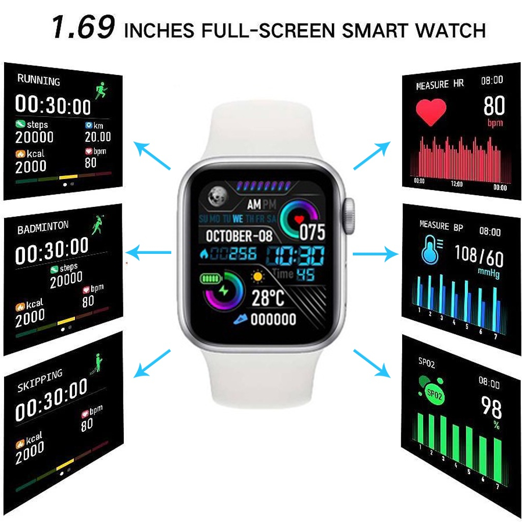 100% ORL COD Tangan Smartwatch T500 Bluetooth Layar Sentuh    Dengan Pedometer