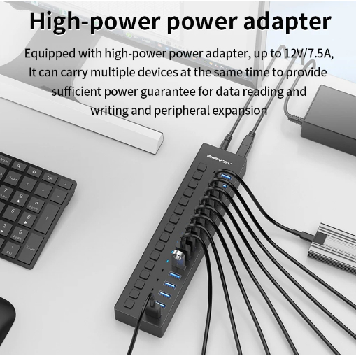 USB HUB 16 Port USB 3.0 ACASIS High Speed Include Power Adaptor