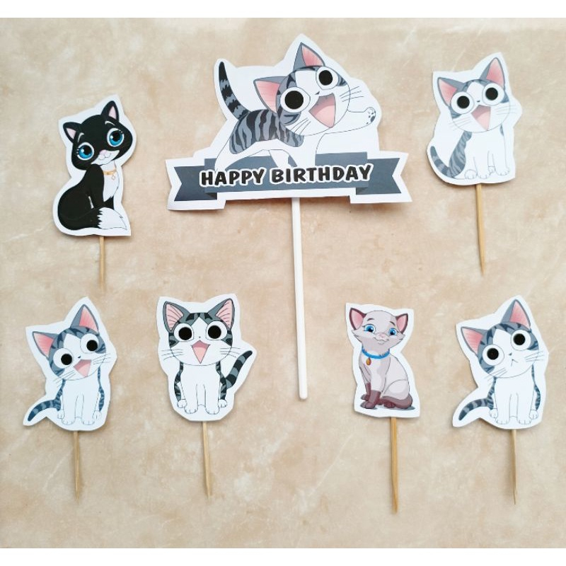 cake topper hiasan kue ulang tahun motif Kucing The Cat