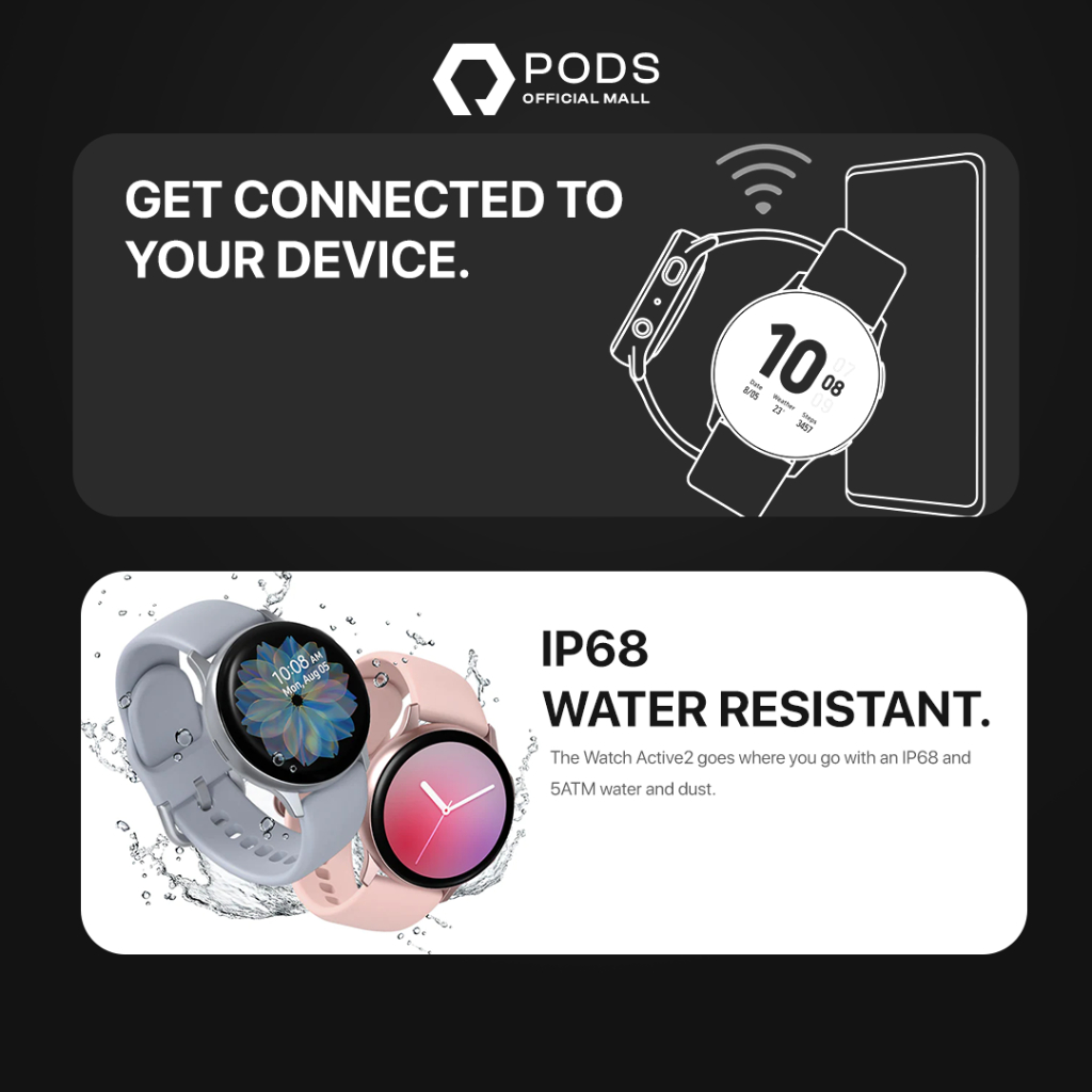 TheWatch Active 2 Bluetooth Smartwatch for IOS &amp; Android - Full Touch Screen Phone Call IP68 Waterproof - for Sports Activity, Calories Count, Body Temperature - by PodsIndonesia