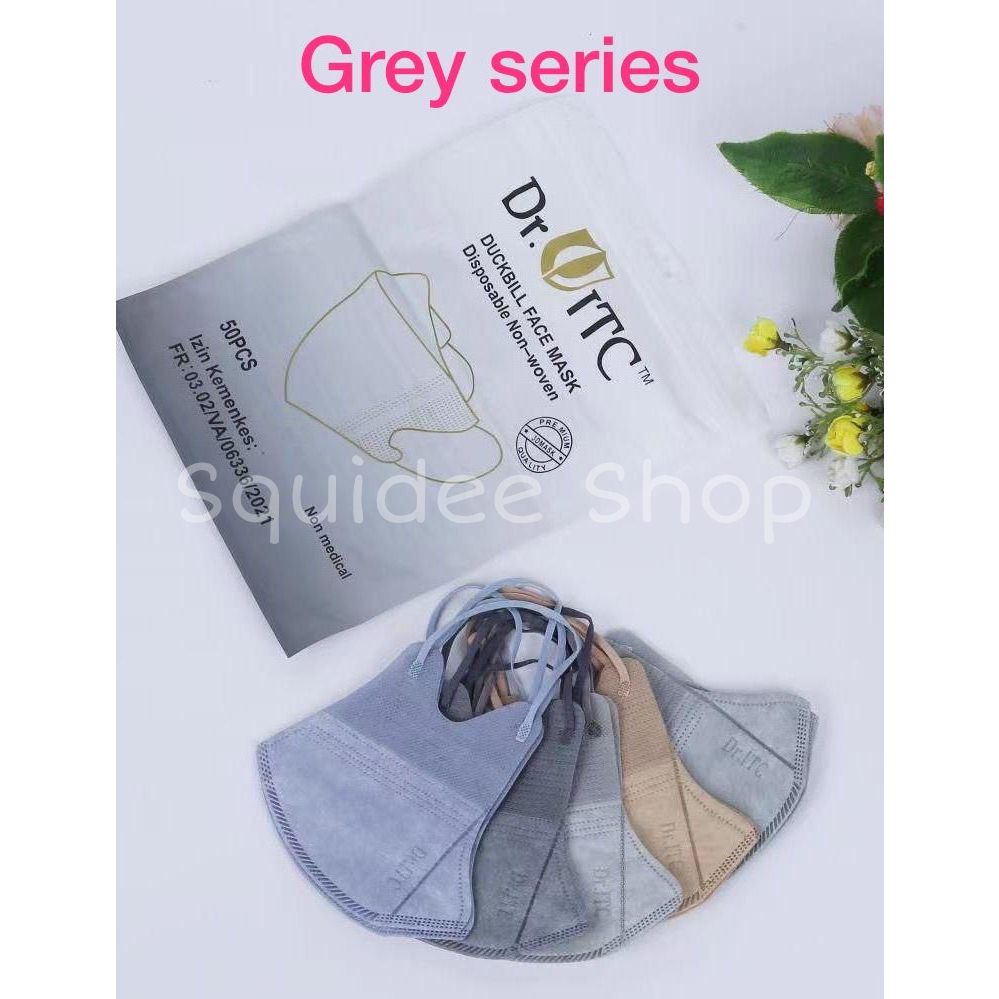 DrITC Masker Duckbill DR. ITC 3 Ply Emboss Garis Hidung Warna Mix isi 50 Pcs Sachet Dewasa