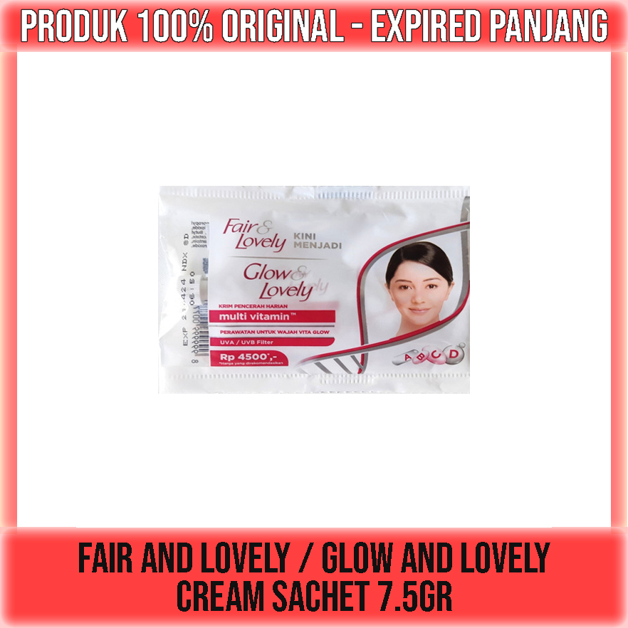 FAIR AND LOVELY / GLOW AND LOVELY CREAM SACHET 7.5gr PELEMBAH WAJAH