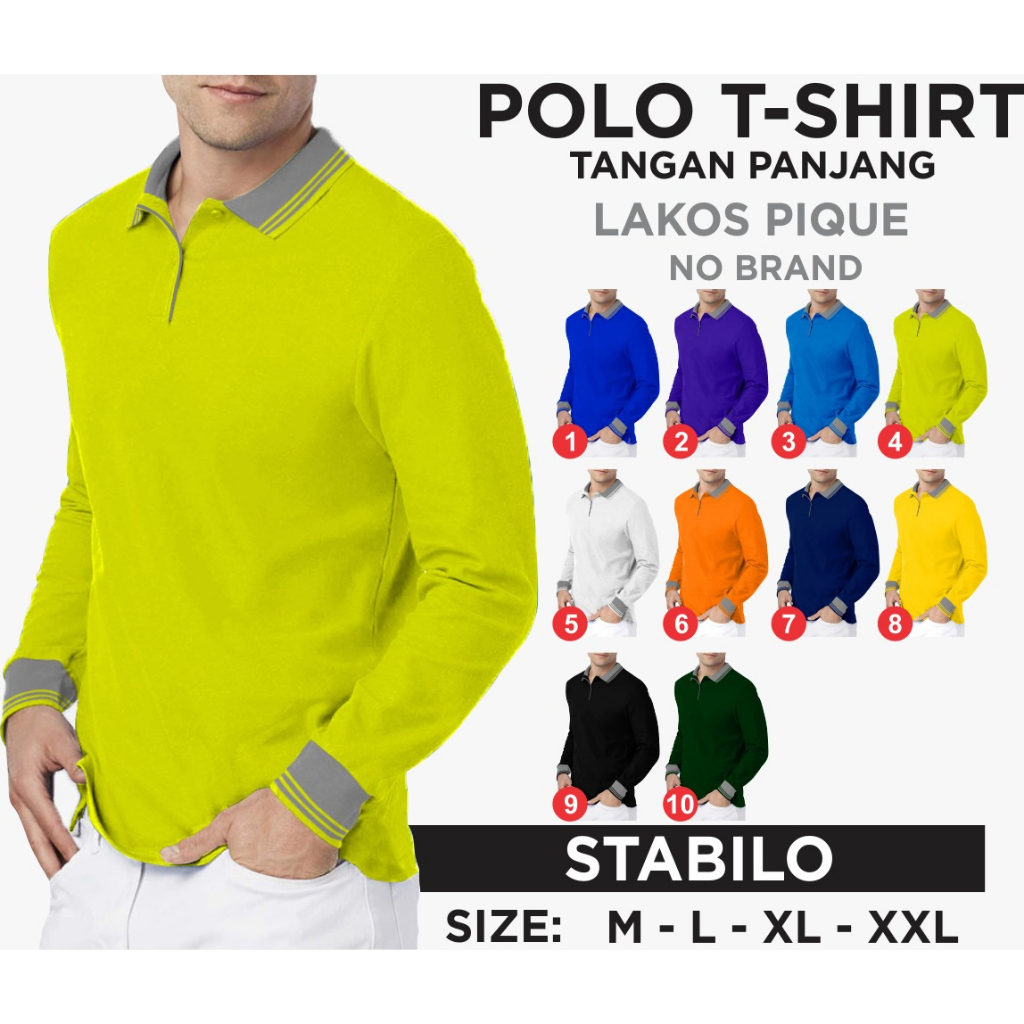 Kaospolos - Kaos Polo Shirt Polos Lengan Panjang Pria | Kaos Kerah Pria Seragam Polos T shirt