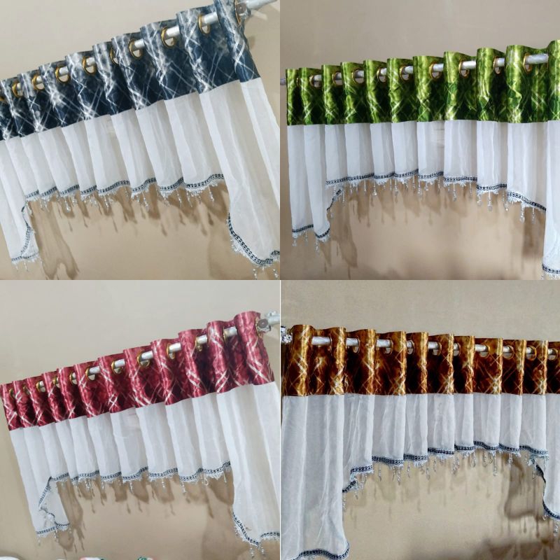 Gorden Poni/PoniGorden Model Smokring Bahan Pitrase Putih Polos Kombinasi Coklat Merah Hijou Abu Rum