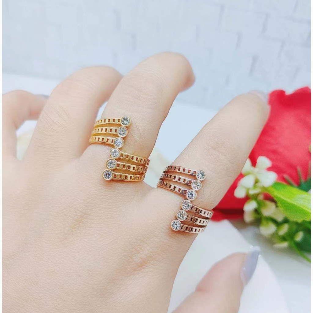 Cincin Titanium Permata Anti Karat Perhiasan Fashion R054/055