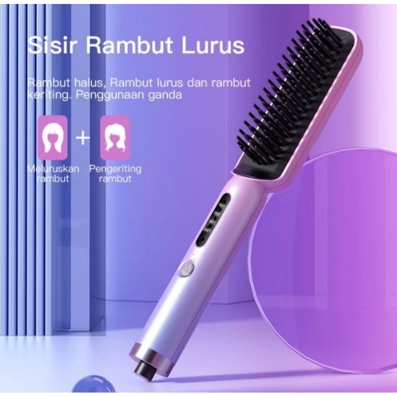 Omfu sisir pelurus rambut/sisir catokan curly keriting 2 in 1 SC01