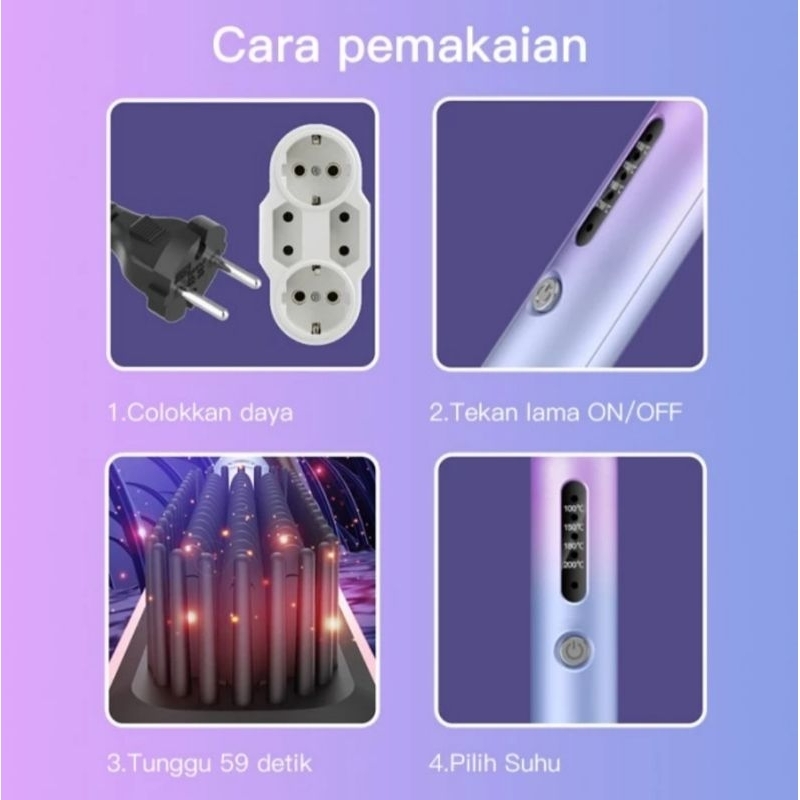 Omfu sisir pelurus rambut/sisir catokan curly keriting 2 in 1 SC01