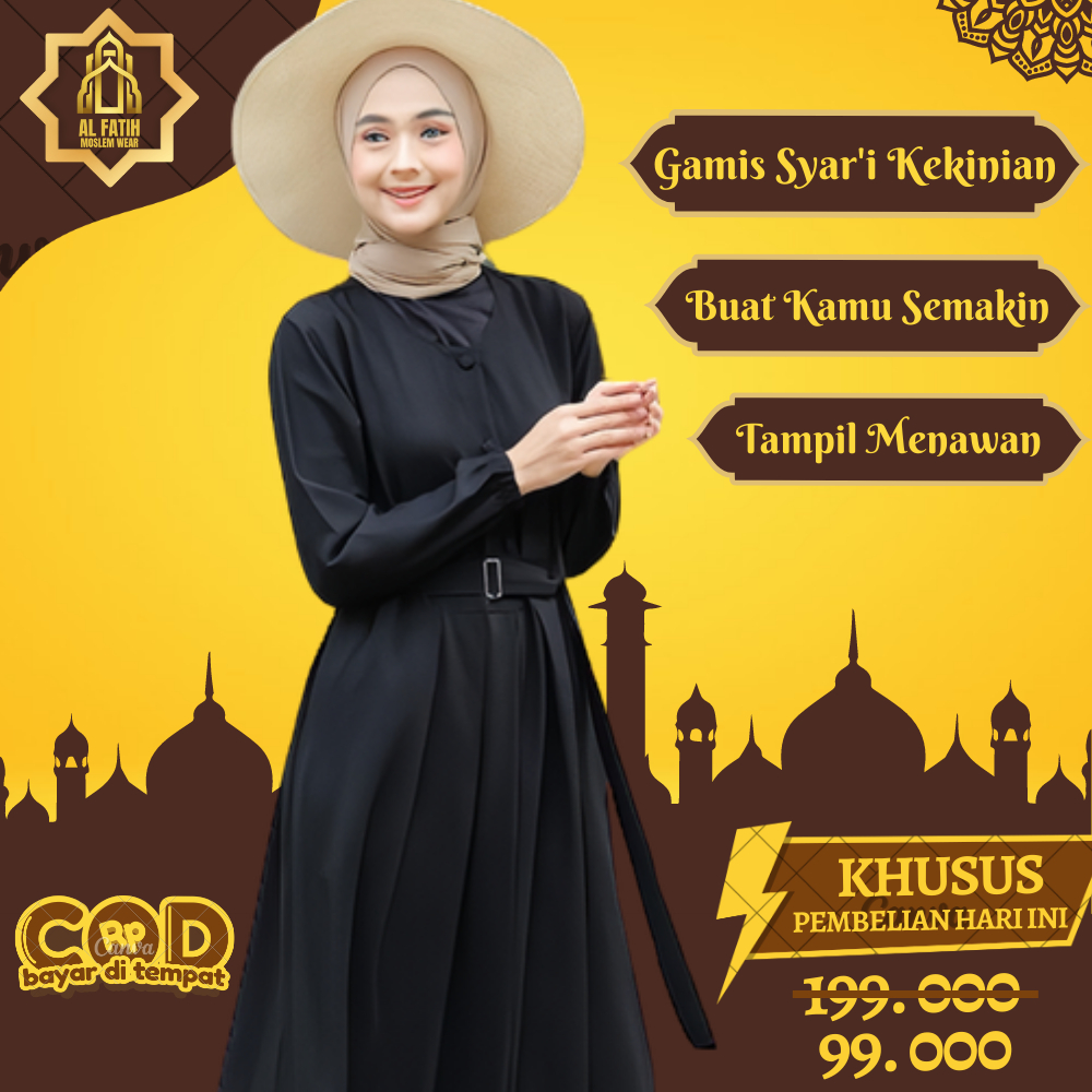 Dress Gamis Hitam Polos Wanita Remaja Kekinian Gamis Muslimah