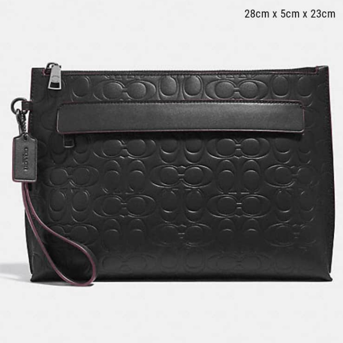 [Instant/Same Day] 32162  coach cowhide with PVC material men and women clutch wrist bag  snb