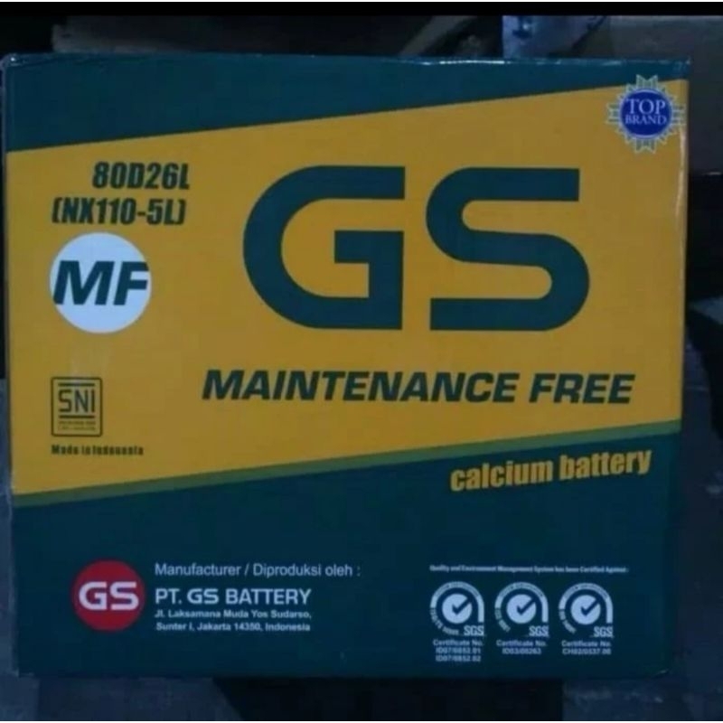 AKI BATERAI KERING GS ASTRA 80D26L MF INNOVA DIESEL FORTUNER LEXUS